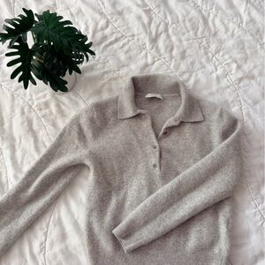 Aritzia Light Gray Button Cashmere Sweater